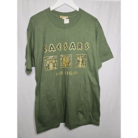 Caesar’s Other - Vintage Caesar’s Palace Las Vegas Casino Hotel GREEN Men’s T-Shirt SZ LARGE NEW